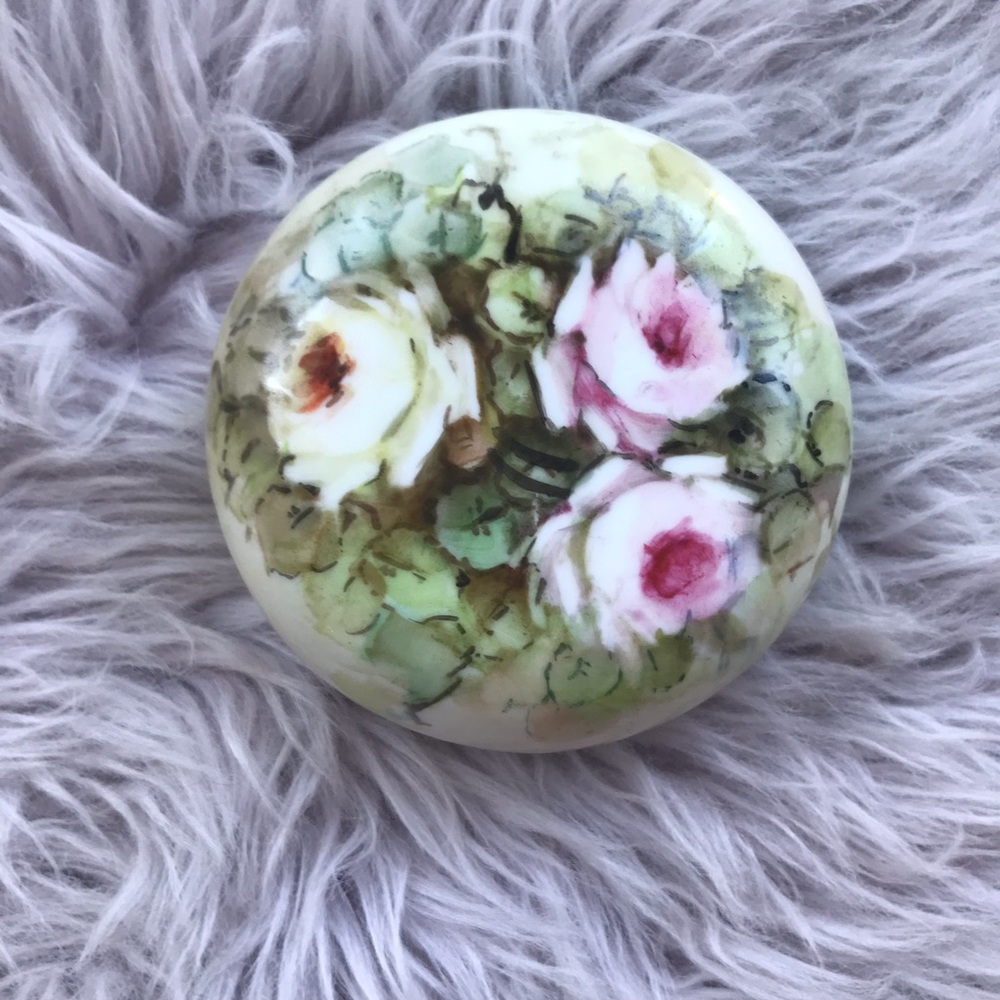 Vintage CT Altwasser Rose Watercolor Trinket Box